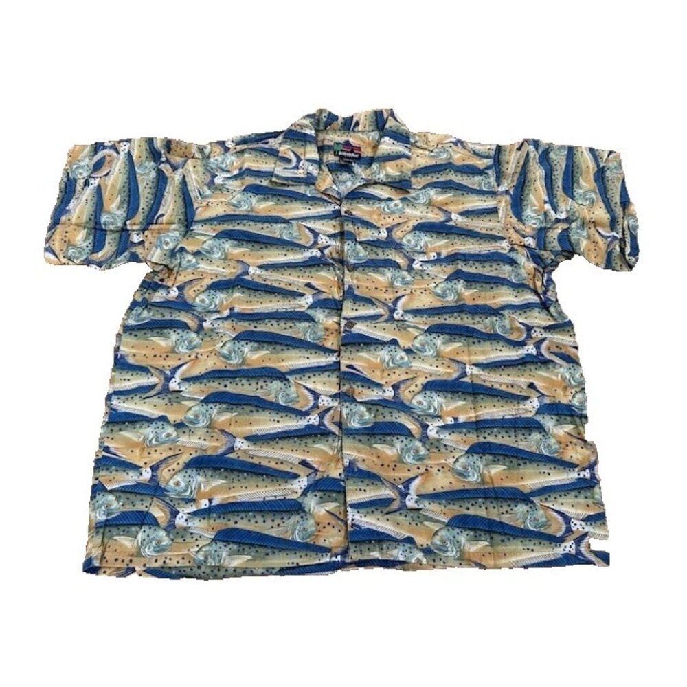 Vintage Pataloha All Over Print Patagonia Camp Shirt Size XL Fish Hawaiian Rare